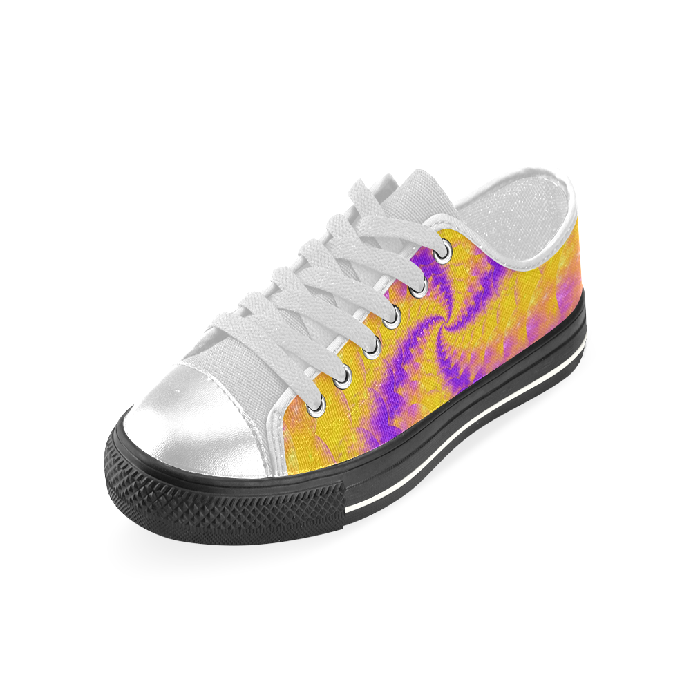 Colorexplosion Spiral Yellow Lilac Composion Women's Classic Canvas Shoes (Model 018)