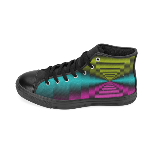 Colorful Autumn Dark Green Lilac Mint Men’s Classic High Top Canvas Shoes /Large Size (Model 017)