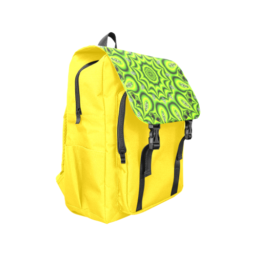 Spring Lime Green Garden Mandala, Abstract Spirals Casual Shoulders Backpack (Model 1623)