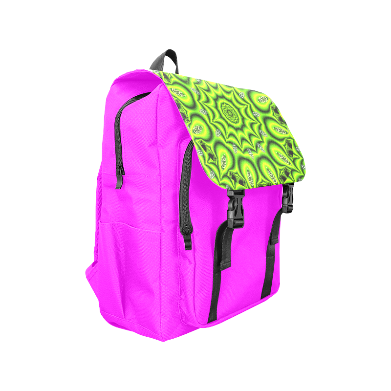 Spring Lime Green Garden Mandala, Abstract Spirals Casual Shoulders Backpack (Model 1623)