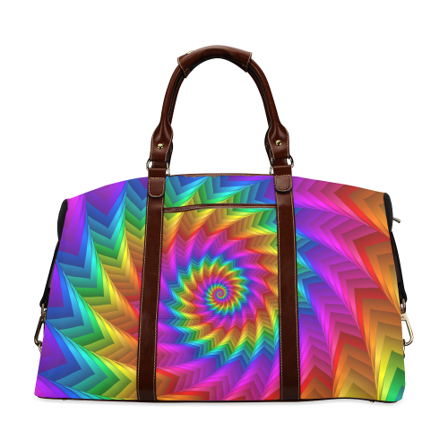 Psychedelic Rainbow Spiral Fractal Classic Travel Bag (Model 1643)