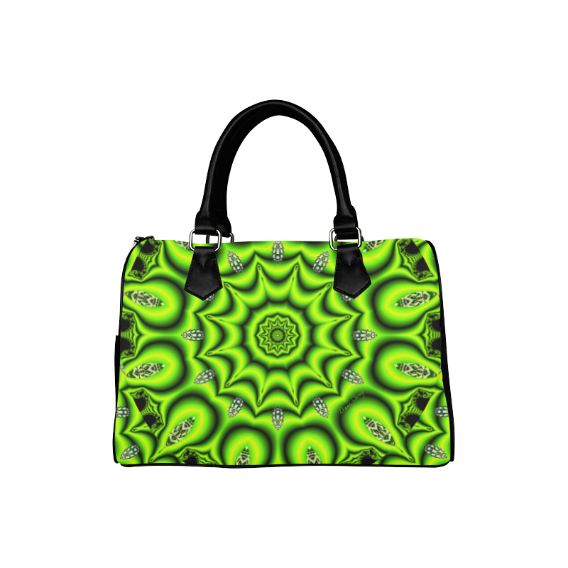 Spring Lime Green Garden Mandala, Abstract Spirals Boston Handbag (Model 1621)