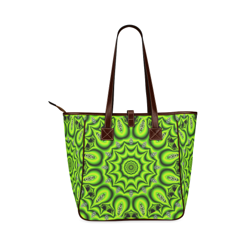 Spring Lime Green Garden Mandala, Abstract Spirals Classic Tote Bag (Model 1644)