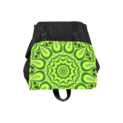Spring Lime Green Garden Mandala, Abstract Spirals Casual Shoulders Backpack (Model 1623)