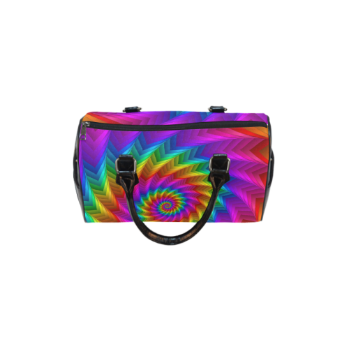 Psychedelic Rainbow Spiral Fractal Boston Handbag (Model 1621)