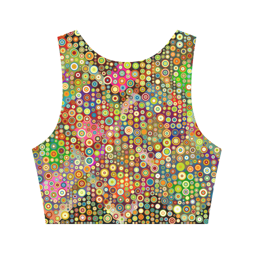 Multicolored RETRO POLKA DOTS pattern Women's Crop Top (Model T42)