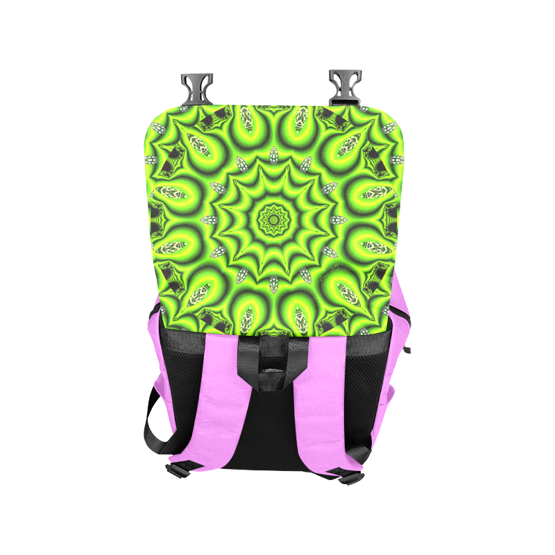 Spring Lime Green Garden Mandala, Abstract Spirals Casual Shoulders Backpack (Model 1623)