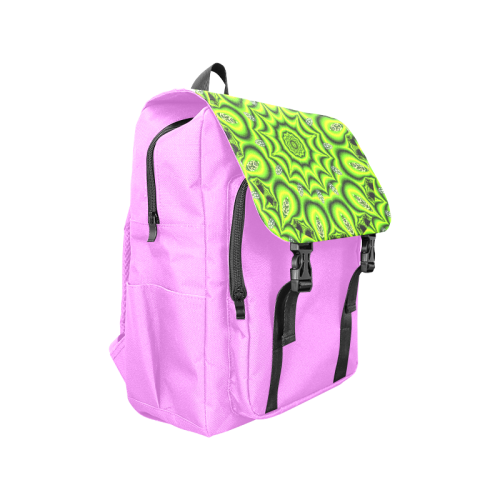 Spring Lime Green Garden Mandala, Abstract Spirals Casual Shoulders Backpack (Model 1623)