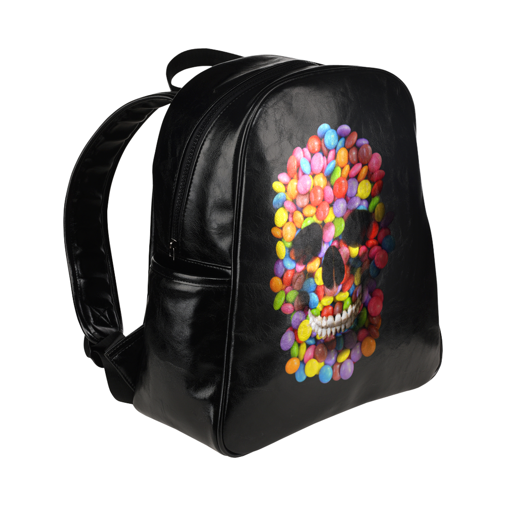 Halloween Candy Sugar Skull Multi-Pockets Backpack (Model 1636)