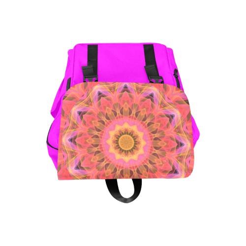 Abstract Peach Violet Mandala Ribbon Candy Lace Casual Shoulders Backpack (Model 1623)