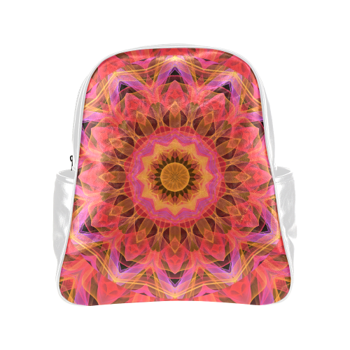 Abstract Peach Violet Mandala Ribbon Candy Lace Multi-Pockets Backpack (Model 1636)