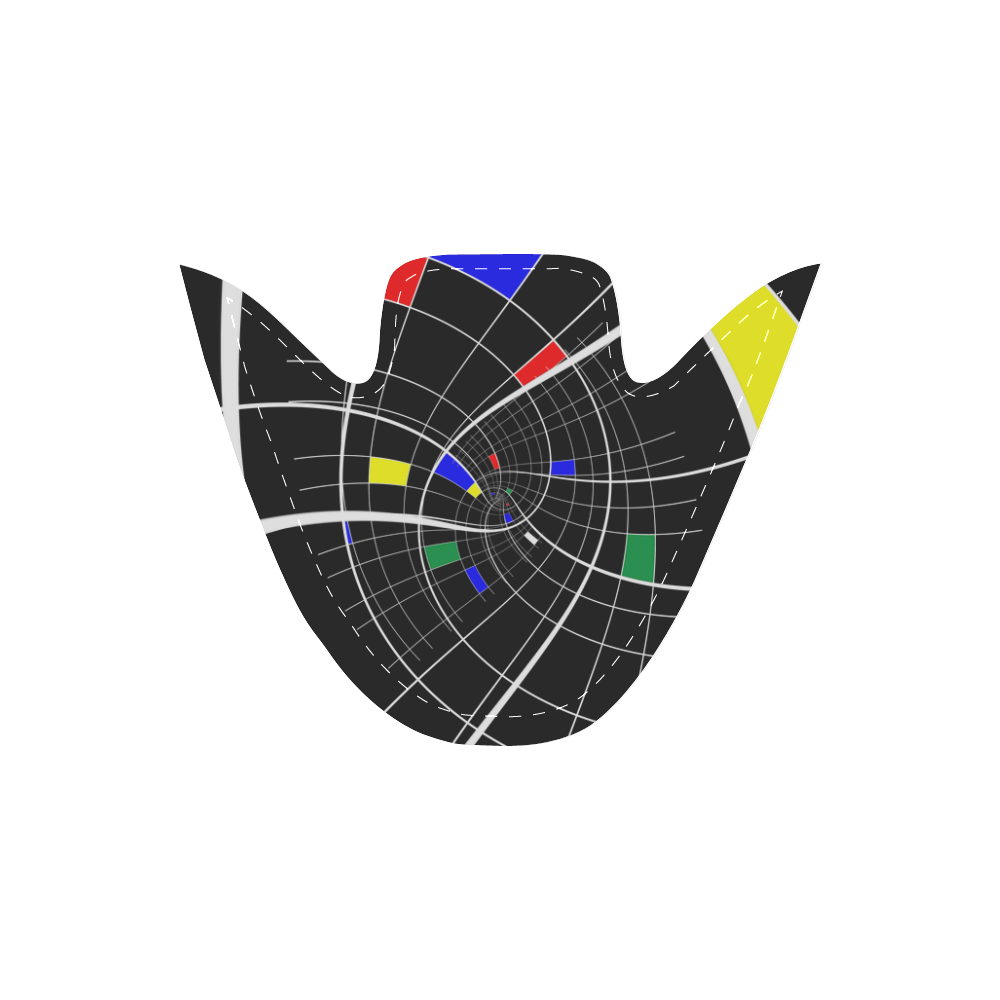 Swirl Grid with Colors Red Blue Green Yellow White Women's Unusual Slip-on Canvas Shoes (Model 019)