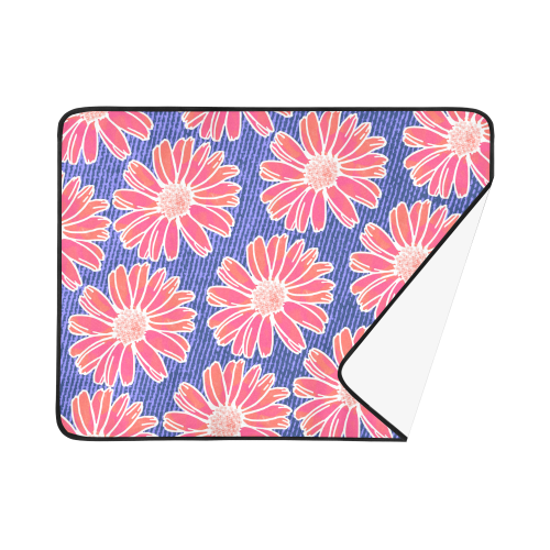 Pink Daisy Pattern Beach Mat 78"x 60"