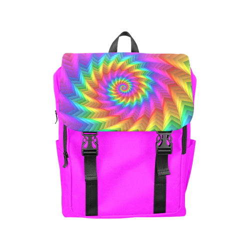 Psychedelic Rainbow Spiral Fractal Casual Shoulders Backpack (Model 1623)