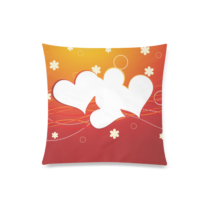 White Hearts Red to Gold Gradient Custom Zippered Pillow Case 20"x20"(Twin Sides)