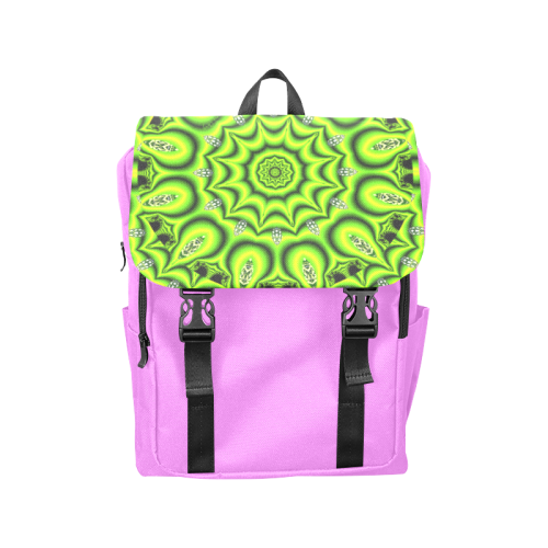 Spring Lime Green Garden Mandala, Abstract Spirals Casual Shoulders Backpack (Model 1623)