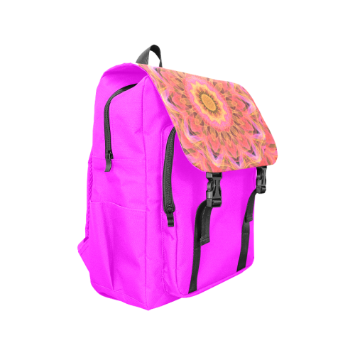 Abstract Peach Violet Mandala Ribbon Candy Lace Casual Shoulders Backpack (Model 1623)