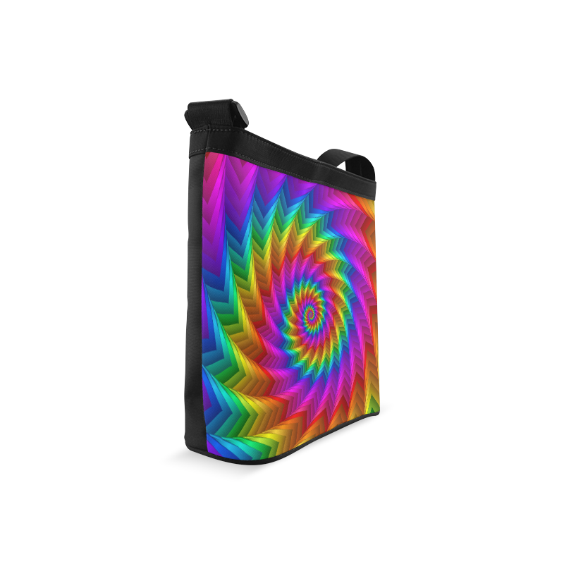 Psychedelic Rainbow Spiral Fractal Crossbody Bags (Model 1613)