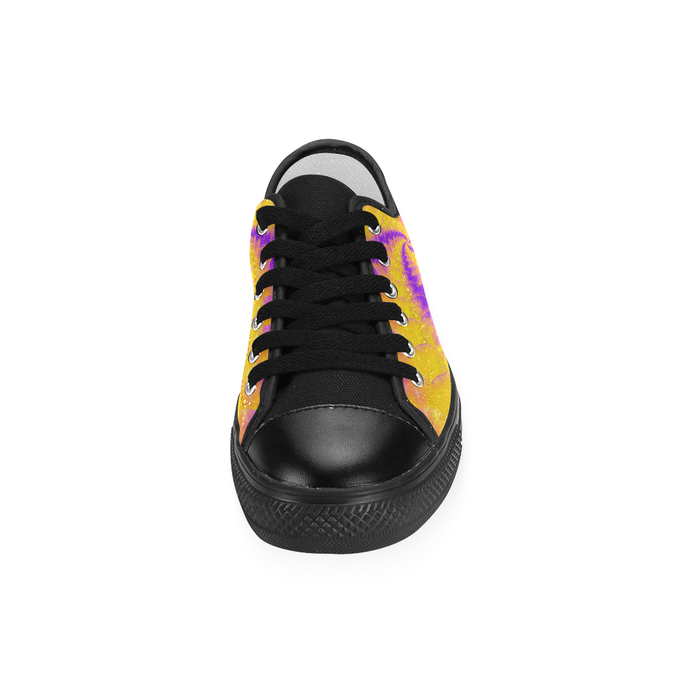 Colorexplosion Spiral Yellow Lilac Composion Women's Classic Canvas Shoes (Model 018)