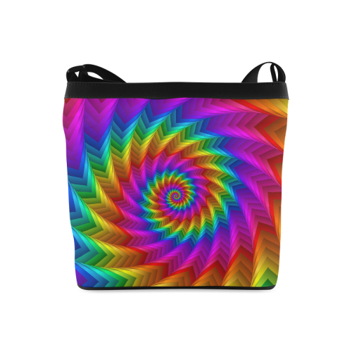 Psychedelic Rainbow Spiral Fractal Crossbody Bags (Model 1613)