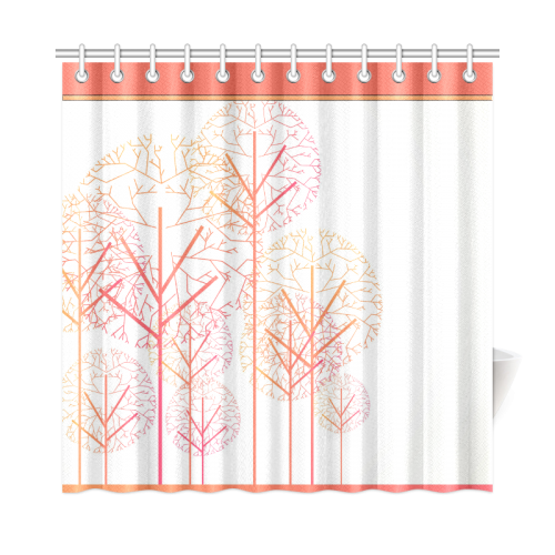 Skeleton Trees Shades of Orange on Cream Shower Curtain 72"x72"