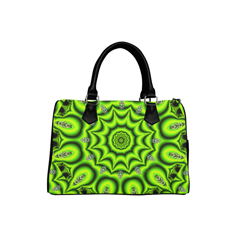 Spring Lime Green Garden Mandala, Abstract Spirals Boston Handbag (Model 1621)