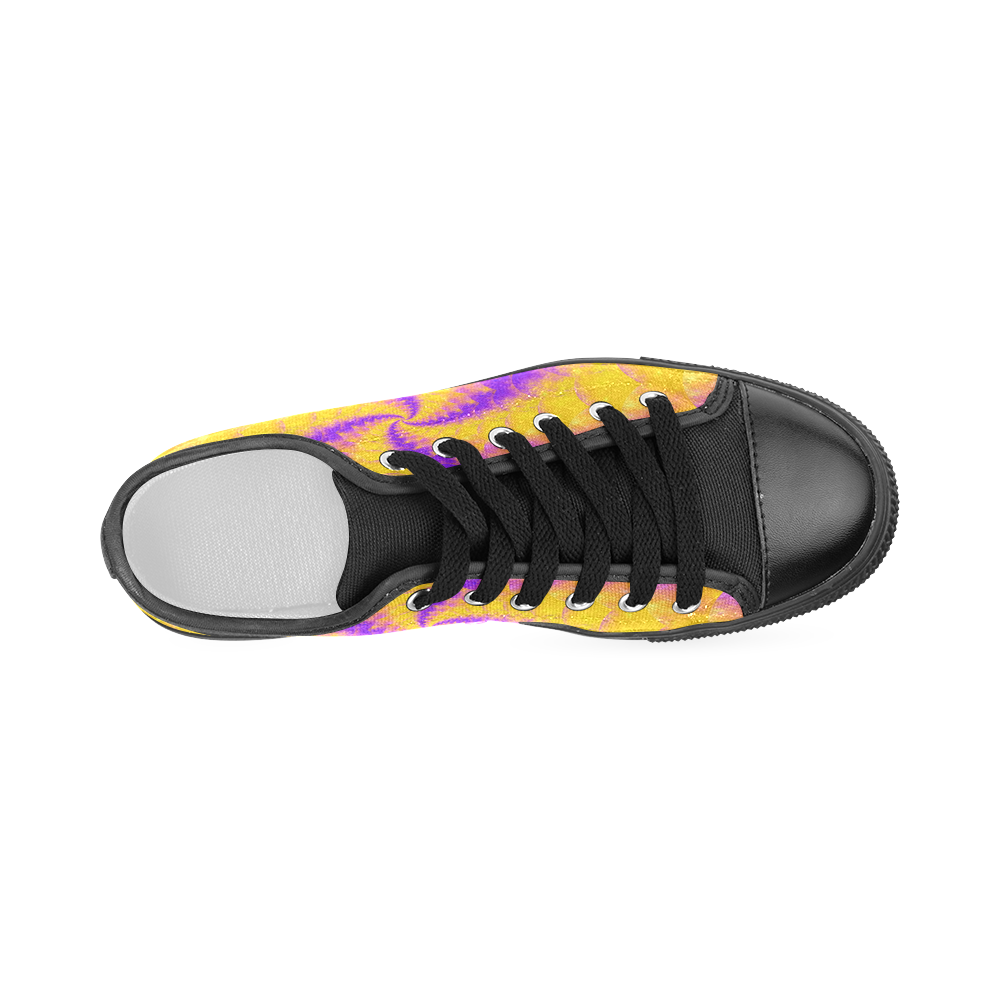 Colorexplosion Spiral Yellow Lilac Composion Women's Classic Canvas Shoes (Model 018)