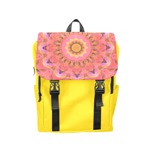 Abstract Peach Violet Mandala Ribbon Candy Lace Casual Shoulders Backpack (Model 1623)