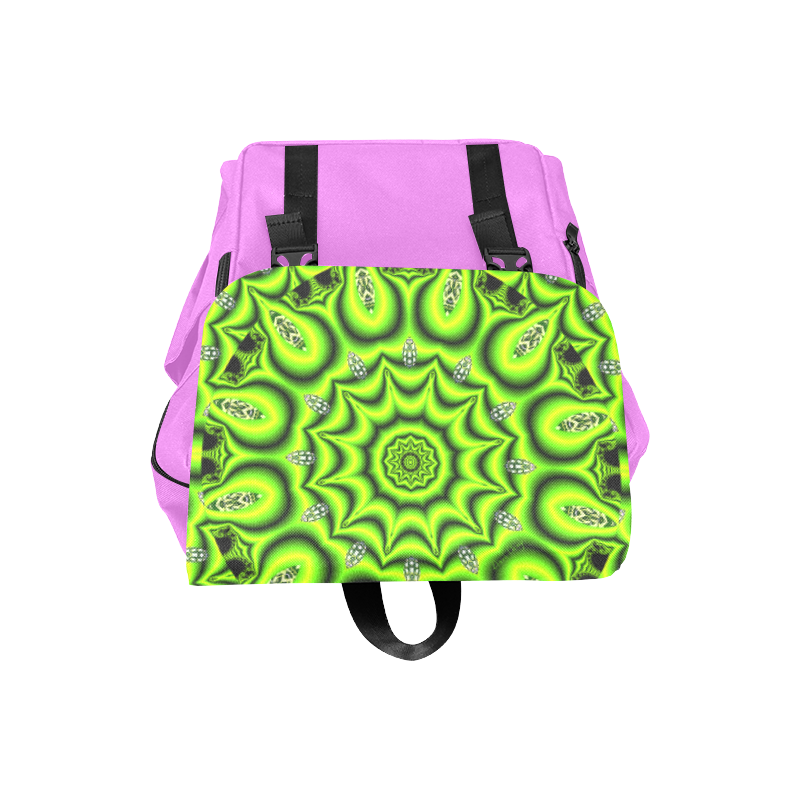 Spring Lime Green Garden Mandala, Abstract Spirals Casual Shoulders Backpack (Model 1623)