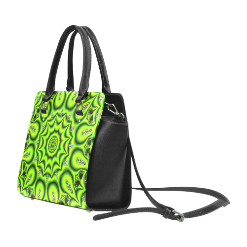 Spring Lime Green Garden Mandala, Abstract Spirals Classic Shoulder Handbag (Model 1653)