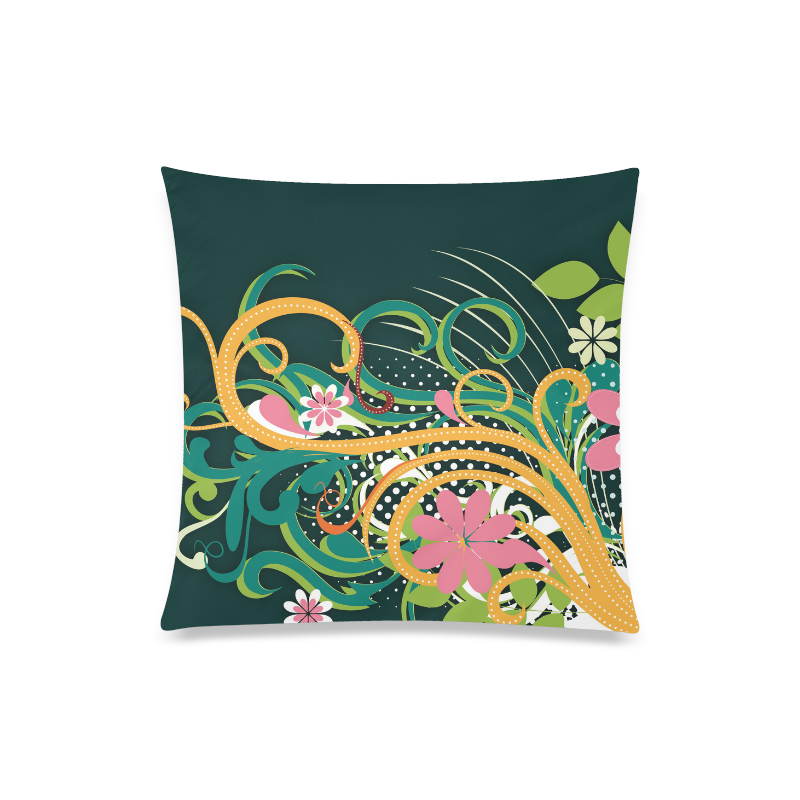 Polka Dots Flowers and Flourishes Custom Zippered Pillow Case 20"x20"(Twin Sides)