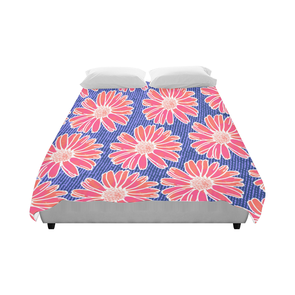 Pink Daisy Pattern Duvet Cover 86"x70" ( All-over-print)