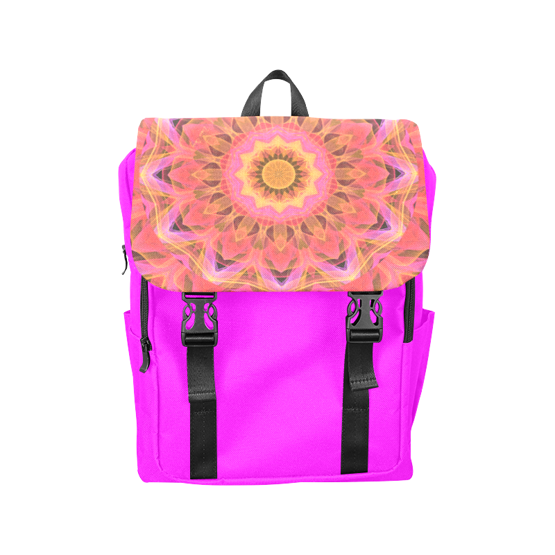 Abstract Peach Violet Mandala Ribbon Candy Lace Casual Shoulders Backpack (Model 1623)