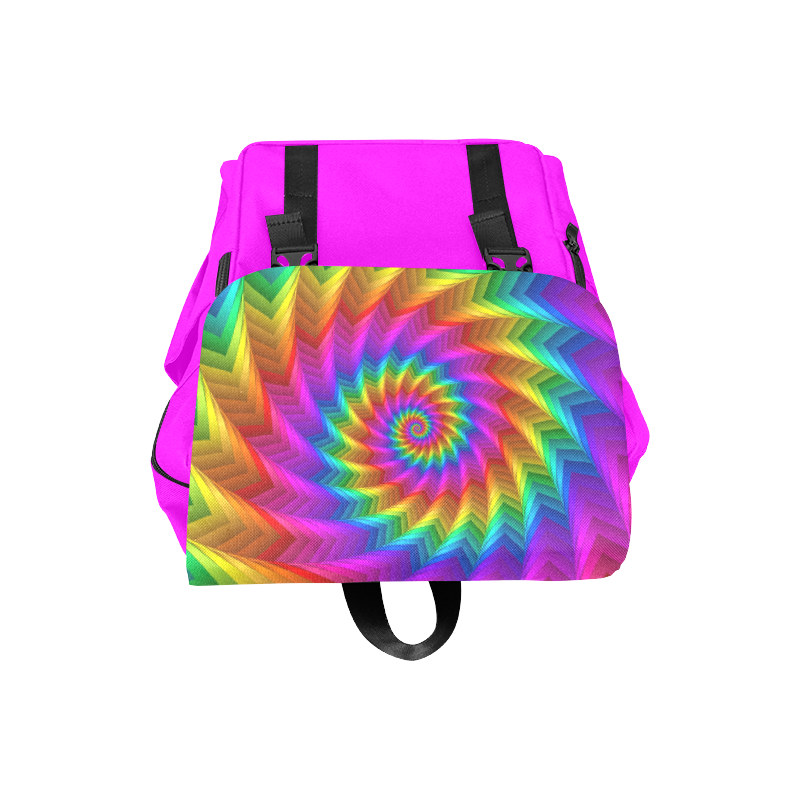 Psychedelic Rainbow Spiral Fractal Casual Shoulders Backpack (Model 1623)