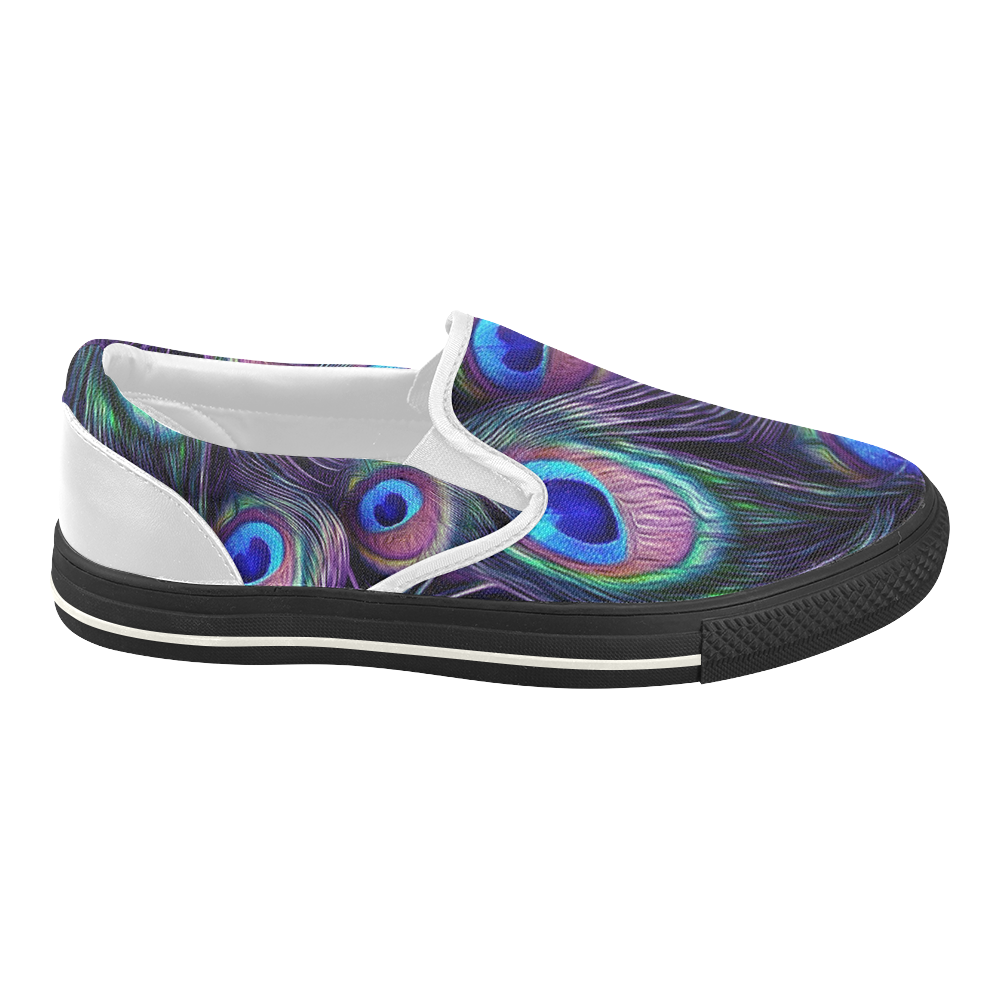 Peacock Feather Women's Slip-on Canvas Shoes (Model 019)