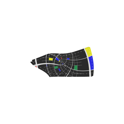 Swirl Grid with Colors Red Blue Green Yellow White Women's Unusual Slip-on Canvas Shoes (Model 019)