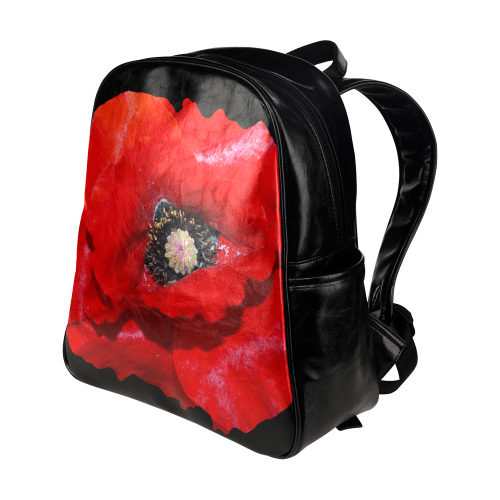 Poppy Flower Multi-Pockets Backpack (Model 1636)