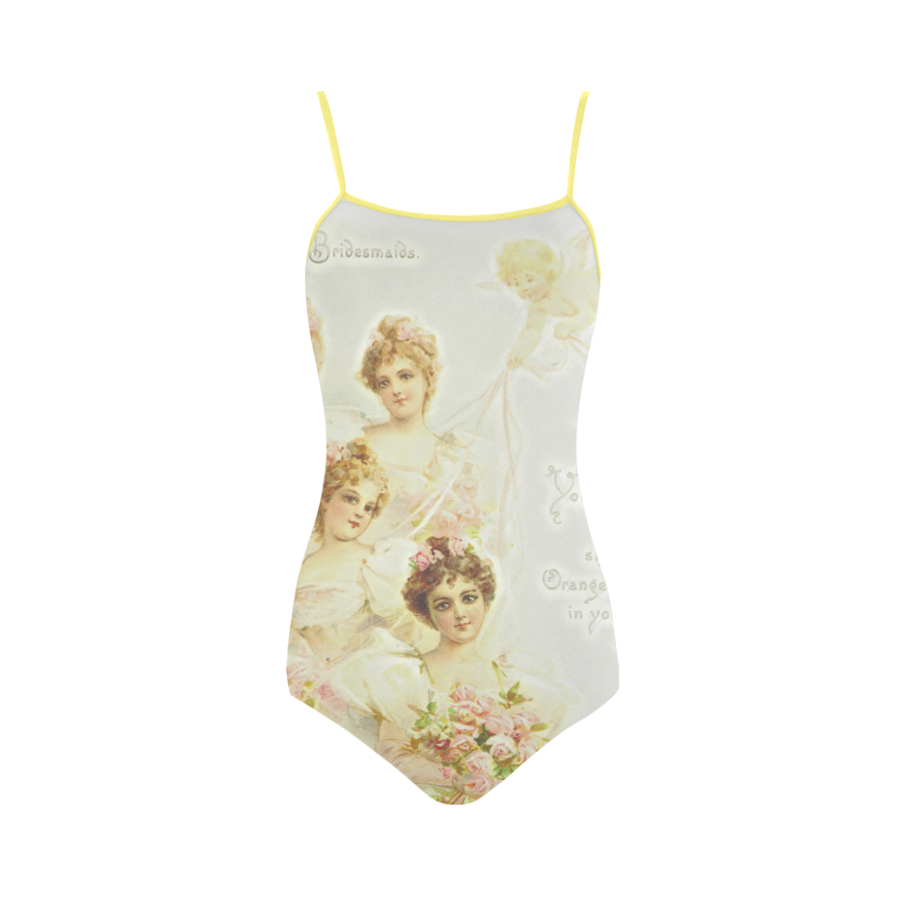 Vintage painting of bridemaids Strap Swimsuit ( Model S05)