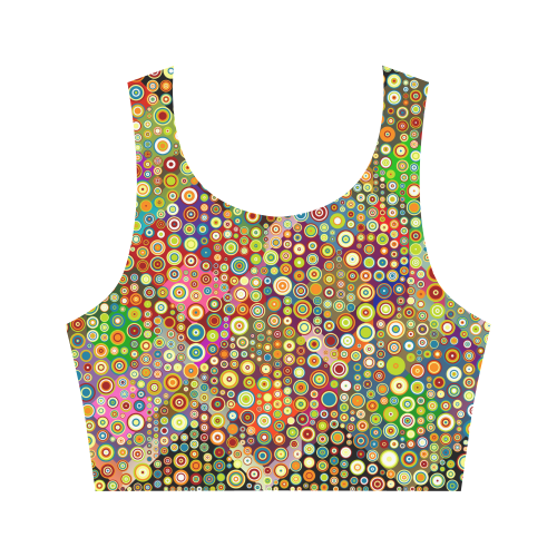 Multicolored RETRO POLKA DOTS pattern Women's Crop Top (Model T42)