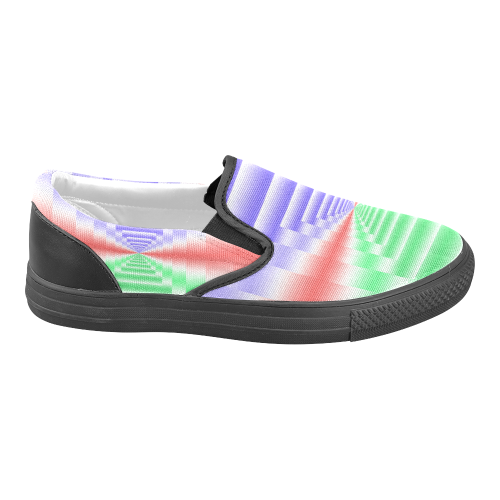 Colorful Endless Window Green Red Blue Women's Unusual Slip-on Canvas Shoes (Model 019)