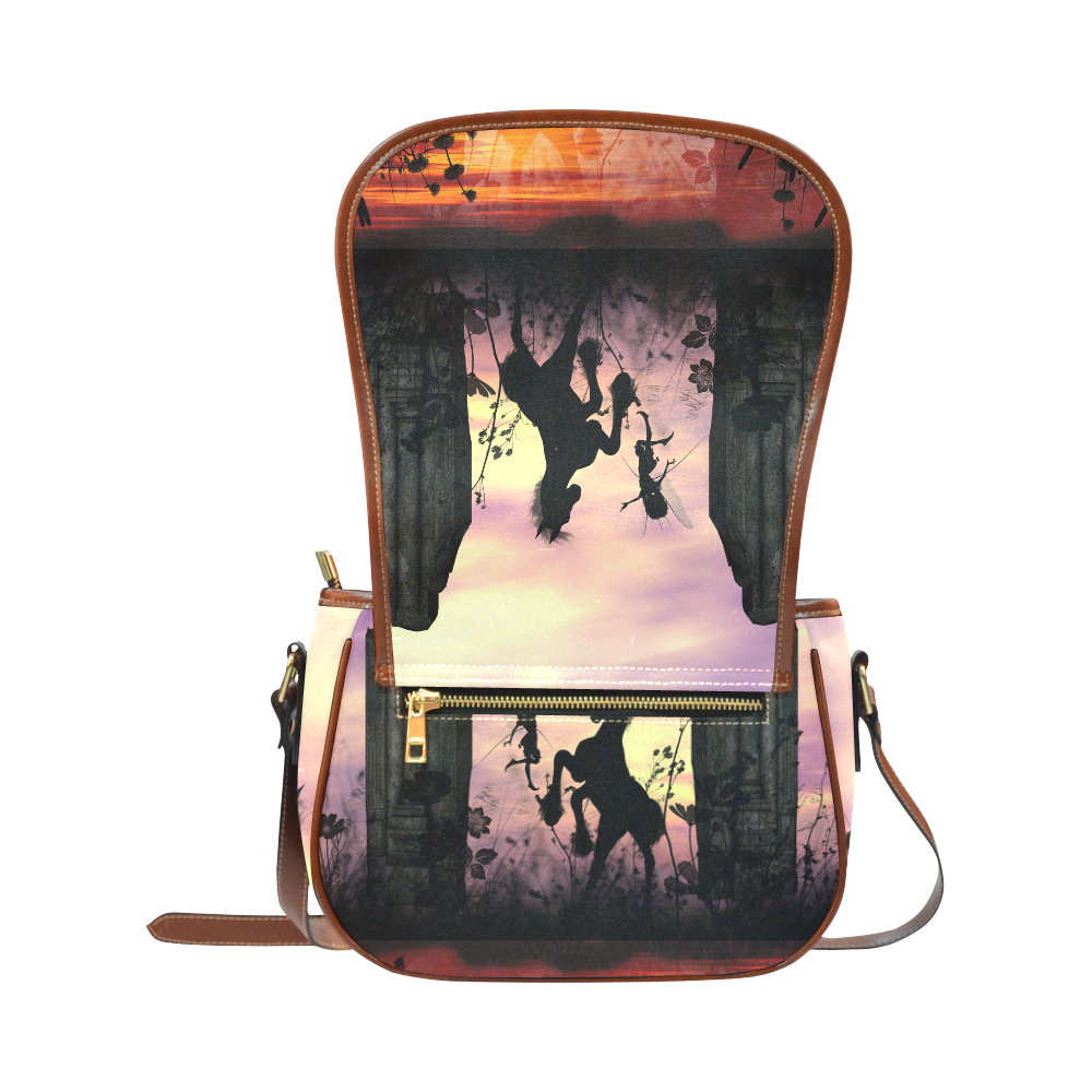 Wonderful fairy with foal in the sunset Saddle Bag/Small (Model 1649) Full Customization