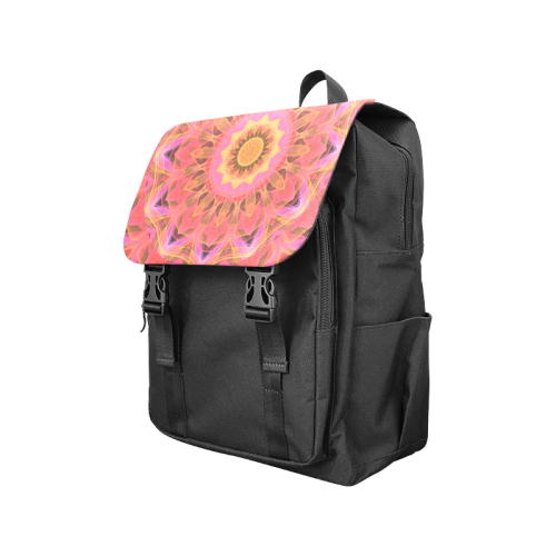 Abstract Peach Violet Mandala Ribbon Candy Lace Casual Shoulders Backpack (Model 1623)