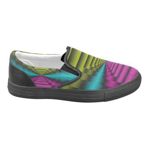 Colorful Autumn Dark Green Lilac Mint Women's Unusual Slip-on Canvas Shoes (Model 019)
