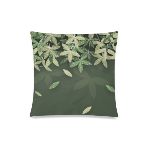 SCATTERED gREEN lEAVES on Dk Green Backgrou Custom Zippered Pillow Case 20"x20"(Twin Sides)
