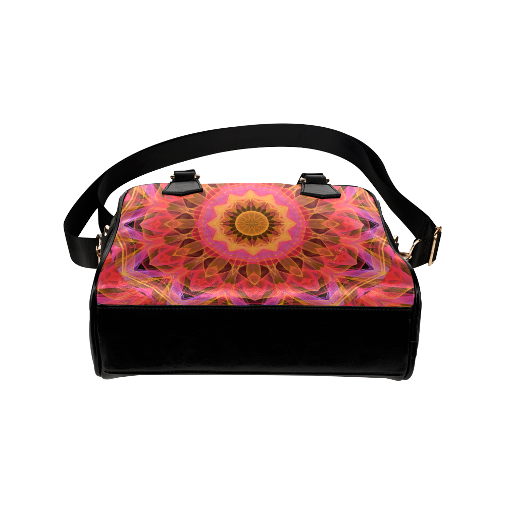 Abstract Peach Violet Mandala Ribbon Candy Lace Shoulder Handbag (Model 1634)
