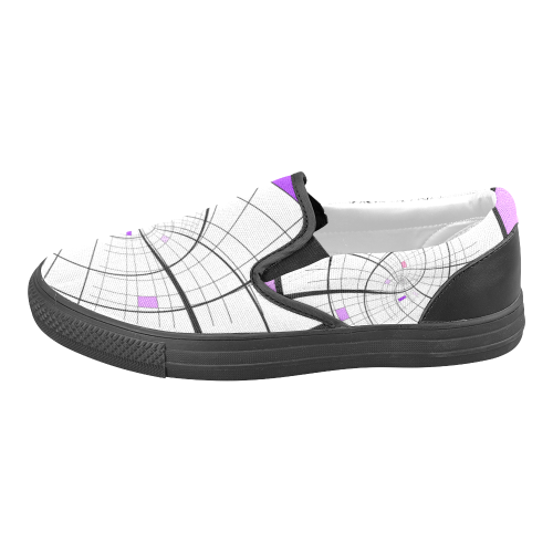 Swirl Grid Lilac Rose Spiral Women's Unusual Slip-on Canvas Shoes (Model 019)