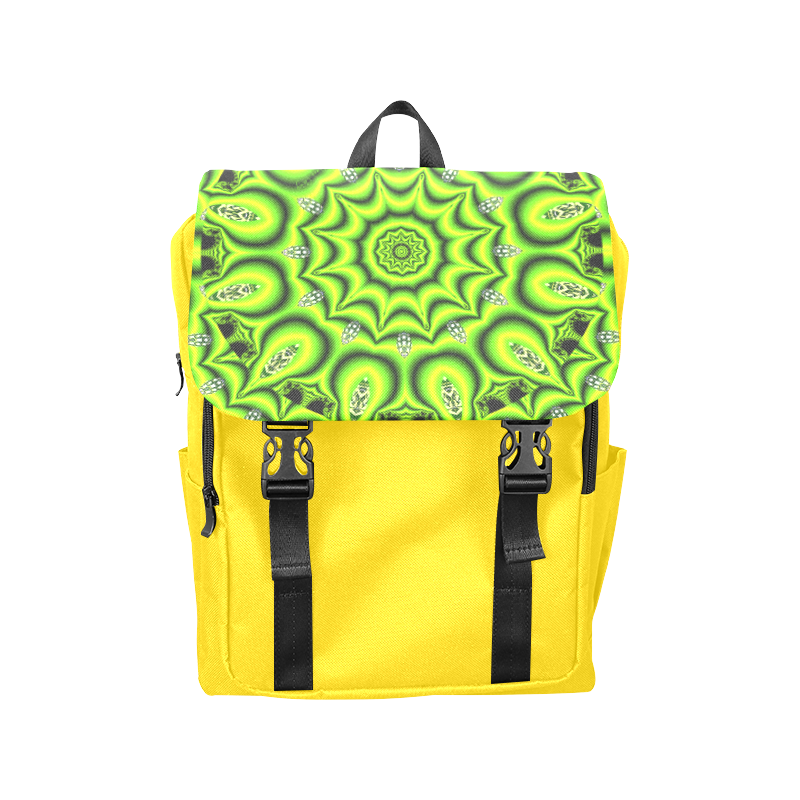 Spring Lime Green Garden Mandala, Abstract Spirals Casual Shoulders Backpack (Model 1623)