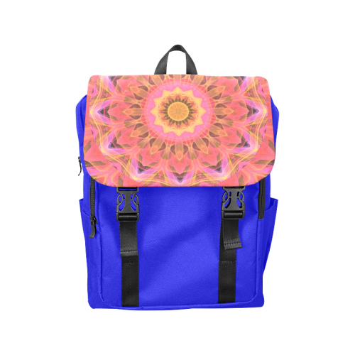 Abstract Peach Violet Mandala Ribbon Candy Lace Casual Shoulders Backpack (Model 1623)