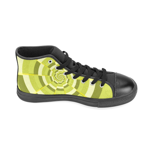 Crazy Dart Green Gold Spiral Men’s Classic High Top Canvas Shoes /Large Size (Model 017)