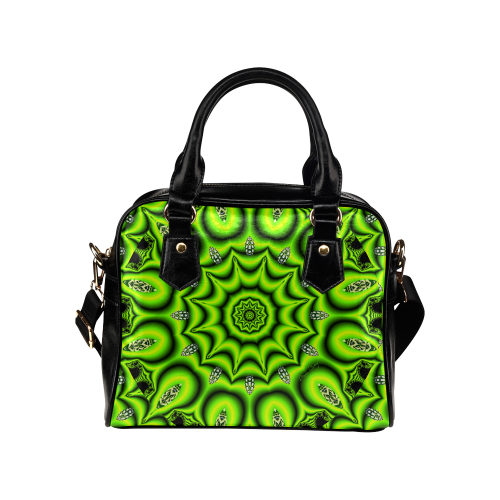 Spring Lime Green Garden Mandala, Abstract Spirals Shoulder Handbag (Model 1634)